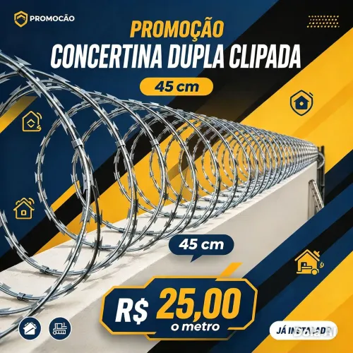 Concertina dupla clipada 45 cm galvanizada R$:25,00 o metrô.
