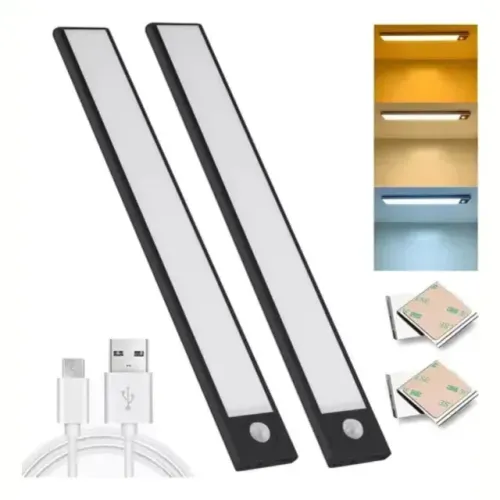 Kit com 3 Barras de Led com Luz de Presença Recarregavel Smart Luminária 20 cm