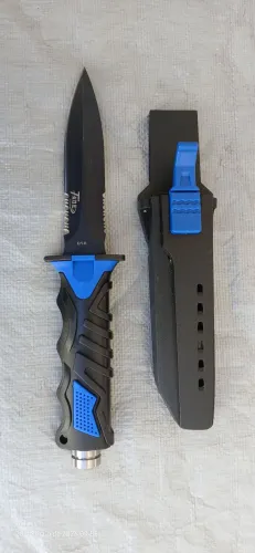 Faca De Mergulho E Pesca 016 Taue Aço Inoxidável Azul