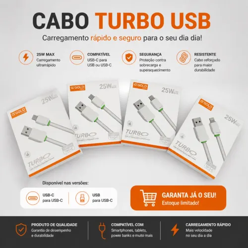 Cabo GOlD Lightning/ USB e TipoC