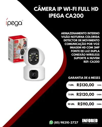 Câmera IP Wifi Full HD Ípega CA200