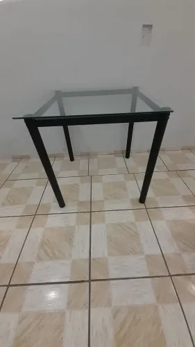 Mesa quadrada - base tubular e tampo de vidro temperado_80cm X 80cm-79 de altura
