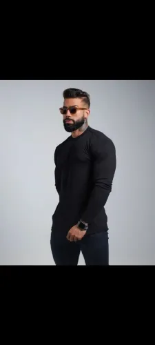 camisa manga longa preta tamanho P