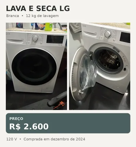 Lava e seca LG 12 kg, branca, 120 V