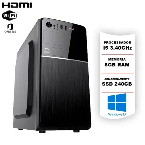 PC Novo i5 3.40Ghz 8Gb Ssd256Gb Win10 Pro + Pacote Office, Máquina Muito rápida Confira aq