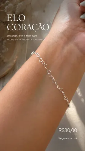 Pulseira Elo Coração Prata 925