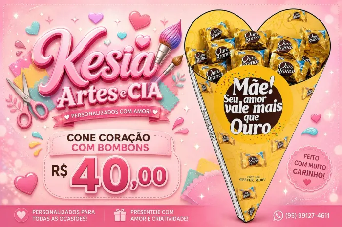 Cones de chocolate dia das mães 