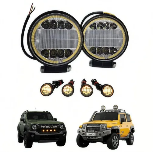 Kit 2 Farol Milha Auxiliar 24led 72w + 4 Led Olho De Aguia