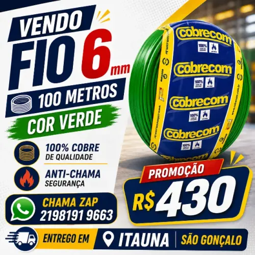 Fio 6 mm Cobrecom R$430