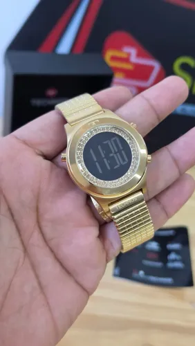 Relógio Technos Feminino Digital Dourado com Cristais - BJ3927AA/1C