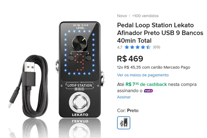 PEDAL AFINADOR E LOOP (LOOPER) LEKATO