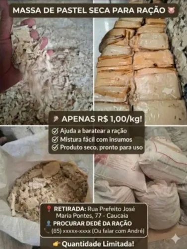 Ração Barata p/ Suínos - Massa de Pastel Seca R$ 1,00/kg | Caucaia