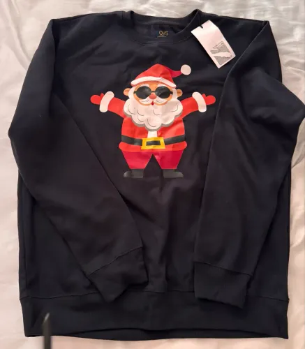 Moleton preto com estampa do Papai Noel tam XXG