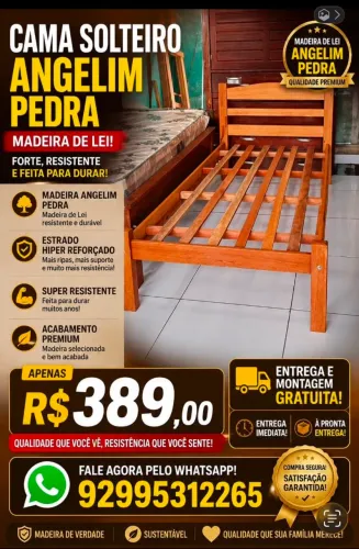 Cama madeira angelim pedra
