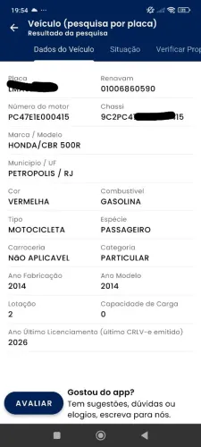 CBR 500r moto de procedência 
