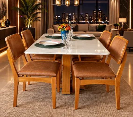 Mesa Rubi com 4 cadeiras Luna 120X80 (NOVO A PRONTA ENTREGA)
