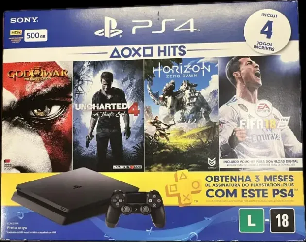 Sony Playstation 4 Slim 500gb Bundle God War Iii/uncharted Preto Onyx (Usado)Sony Playstat