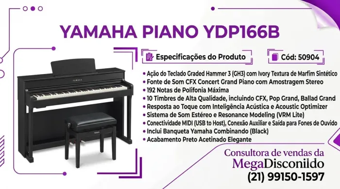 Piano Digital Yamaha Arius YDP-166B