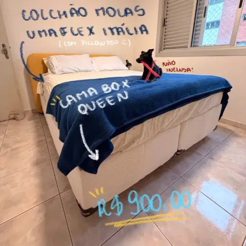 Cama Box + Colchão Molas Ensacadas Umaflex Itália Queen