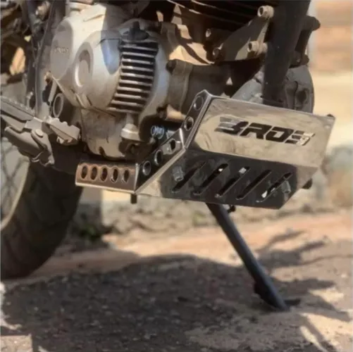 Protetor Cárter Aço Carbono Honda Bros 160 2015 à 2023. Cromado.