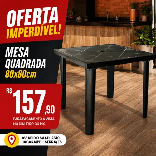 Mesa Quadrada Desmontável - Prática e Resistente