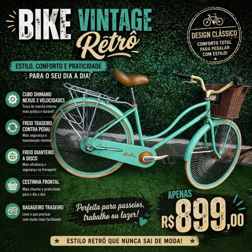 Bicicleta vintage com marcha no cubo 