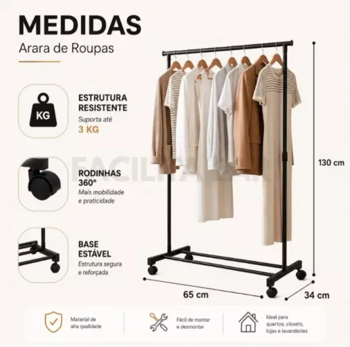 Arara com cabides