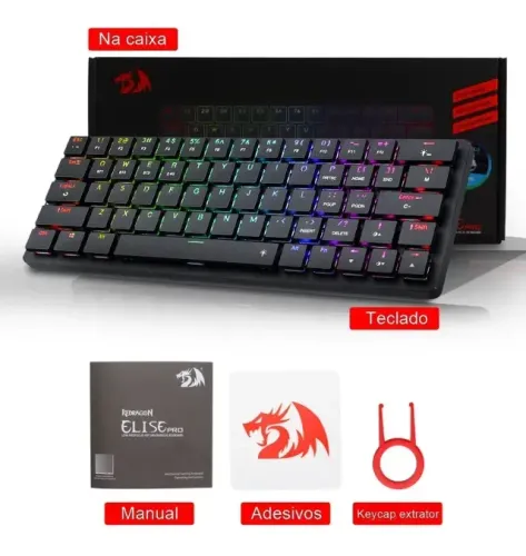 Teclado Mecânico Redragon Elise Pro K624P Low Profile RGB Sem Fio