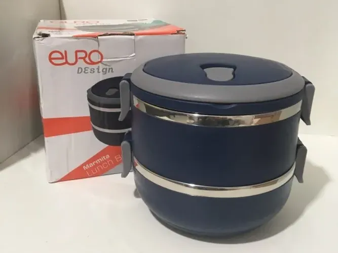 Lunch Box Marmita Dupla em Inox 1,4l com Alça Euro Home Lb1234 Policarbonato - NOVA