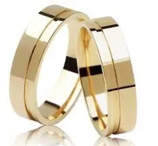 Alianças Ouro 18 kilates Noivado Casamento Ouro 18 Kilates Com Risco Lateral Anatômica Mod