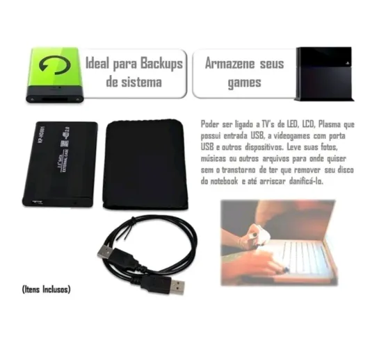 Case Gaveta 2.5 Hd Sata Notebook Usb Externa Pc Xbox Ps3 Wii T2