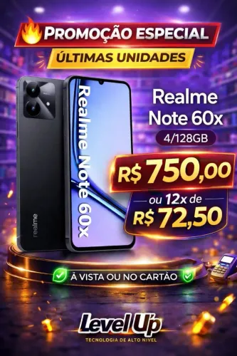 Realme Note 60x 128/8GB. Novo lacrado com 01 ano de garantia!