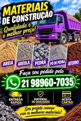 Areia ,pedra ,aréola e aterro a partir 350,00