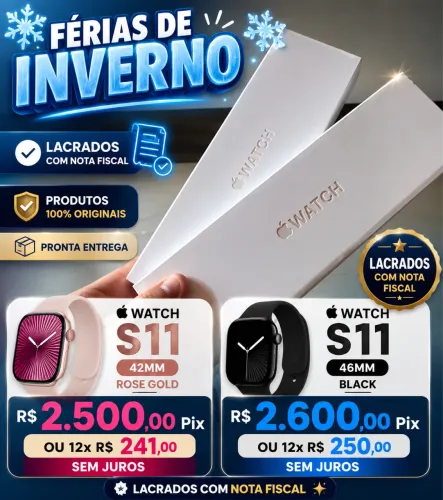 Apple Watch Séries 11 GPS 42mm / 46mm / Rose Gold / Black / Lacrado Nota Fiscal Loja