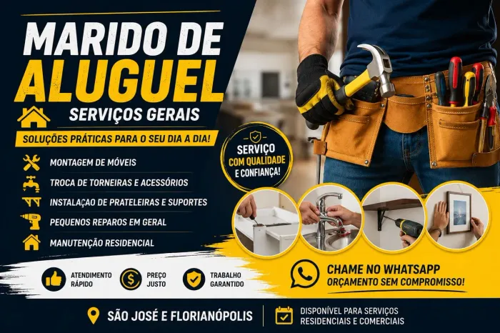Montagem e desmontagem de móveis, troca de tomadas e lâmpadas, marido de aluguel