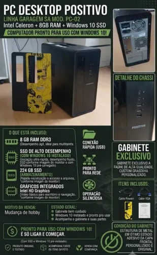 PC Desktop Positivo - Ideal para Estudos, Trabalho e Uso Diário! ?