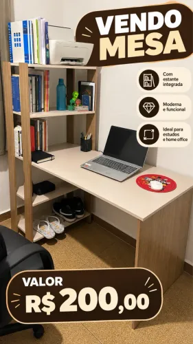 Mesa com prateleira 