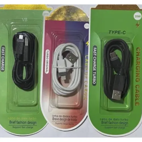 Cabo De Celular Turbo - Escolha V8, Tipo C Ou iPhone (Novo)