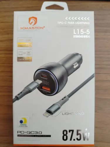 CARREGADOR VEICULAR + CABO LIGHTNING H'MASTON