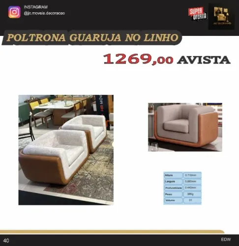 POLTRONA GUARUJA EM LINHO