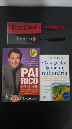 2 Livros: Pai Rico, Pai Pobre + Os Segredos da Mente Milionária + Marcadores de Páginas