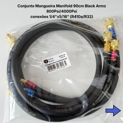Jogo Mangueira Manifold Premium Black 90cm 1/4x5/16 (R410/R32)