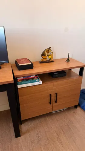 Armário para Escritório Industrial 2 Portas 100% MDF Freijó e Preto Fosco Marrom