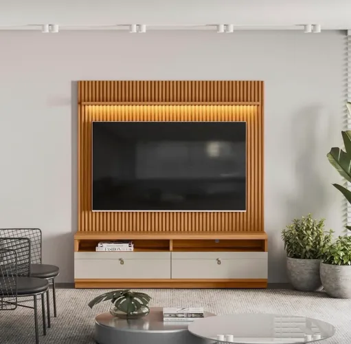 Conjunto Imperial 180 Painel e Rack Nature Off White