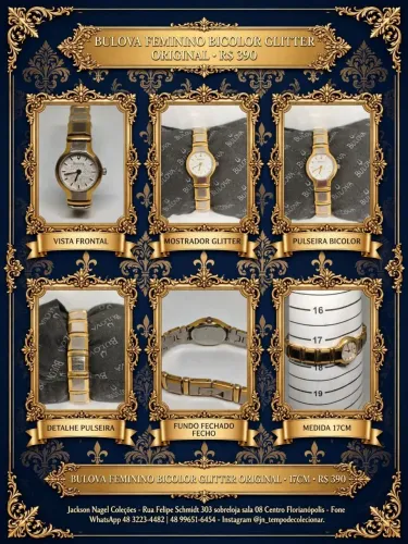 BULOVA FEMININO BICOLOR GLITTER ORIGINAL