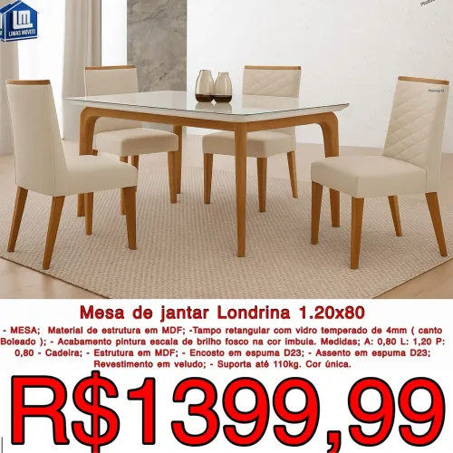 Mesa de Jantar Londrina 1.20