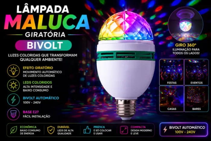 Lâmpada maluca giratória bivolt ( produto novo ) poucas unidades