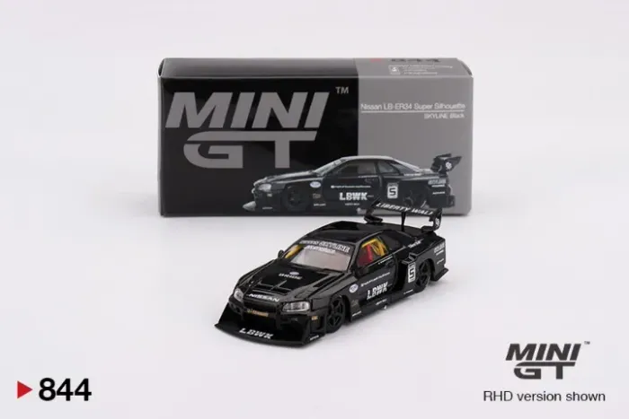 Mini Gt Nissan Lb-er34 Super Silhouette Skyline #844 Preto  escala 1/64