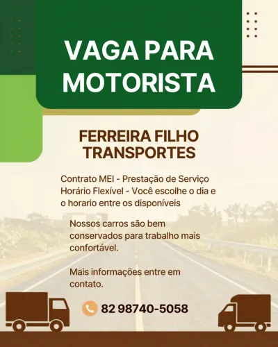 Vaga para motorista 