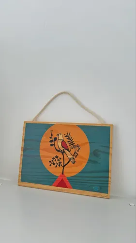 Quadro decorativo passarinho madeira Tok Stok